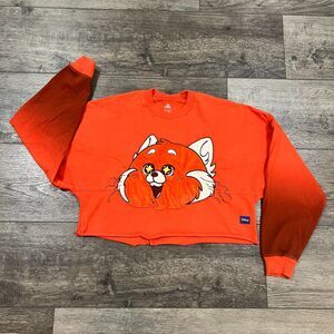 Vintage Y2K Disney Spirit Jersey Orange Red Panda Crop Sweatshirt Women Small/XS